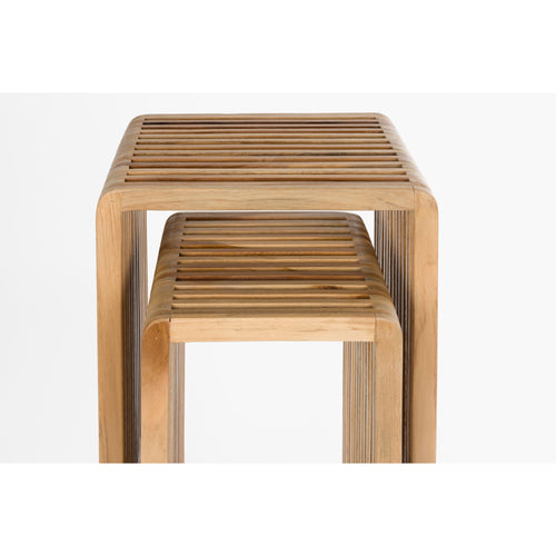 Housecraft Living Djia Plantenstandaard/ Plantenzuil binnen Teak Hout - Set van 2 - vtwonen shop