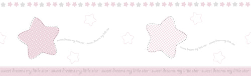 Sanders & Sanders zelfklevende behangrand sterren roze en wit - 500 x 17.5 cm - 640612 - vtwonen shop