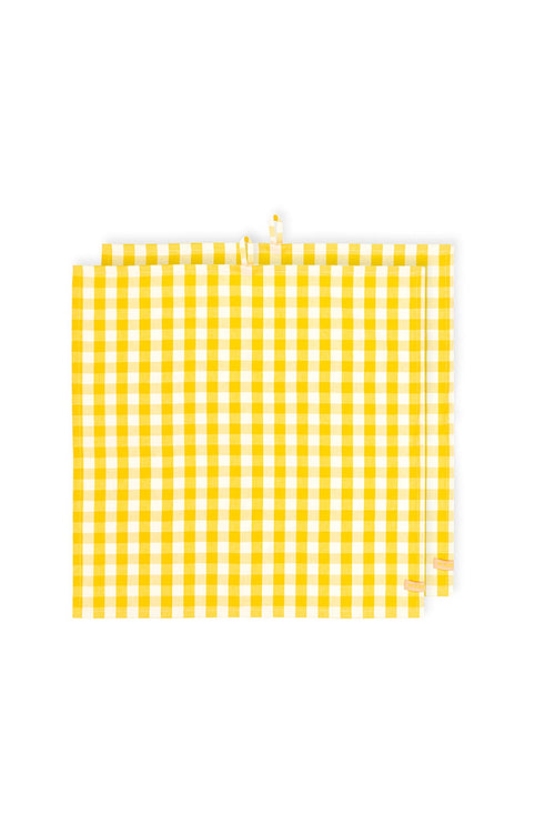 Pip Studio - Theedoeken Check - Geel - 65x65 cm - Set van 2