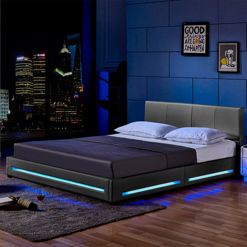 Home Deluxe LED bed ASTEROID donkergrijs 160 x 200 cm