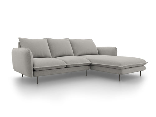 Cosmopolitan Design rechter hoekbank Vienna 5-zits, structurele stof, lichtgrijs - 170x255x95cm
