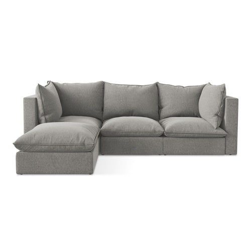 LaMiaSofa hoekbank links Ravenna - velours - grijs - 255x165x77