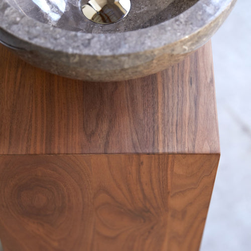 Tikamoon Massief notenhouten badmeubel, links - Donkerbruin - vtwonen shop