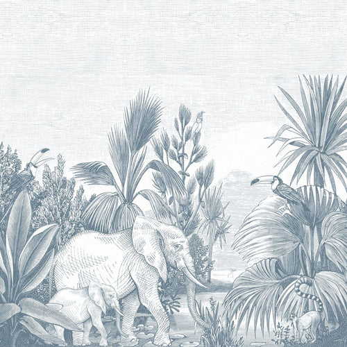 ESTAhome fotobehang jungle-motief blauw - 300 x 279 cm - 159059