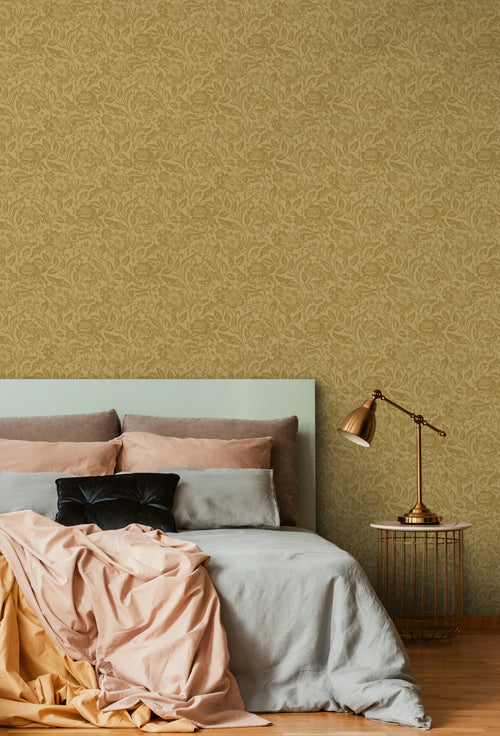 ESTAhome behang vintage bloemen vergrijsd olijfgroen - 50 x 900 cm - 131682