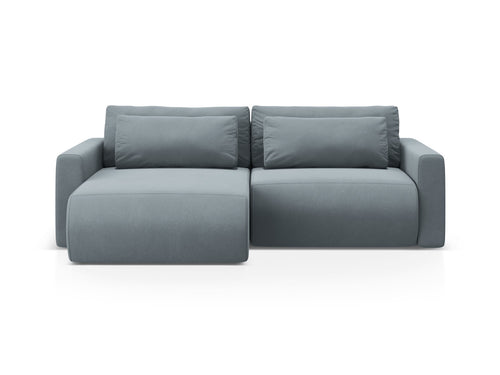 Cosmopolitan Design Omkeerbare converteerbare hoekbank met opbergdoos Belfast 3-zits, flueel blauw grijs - 149x240x84cm
