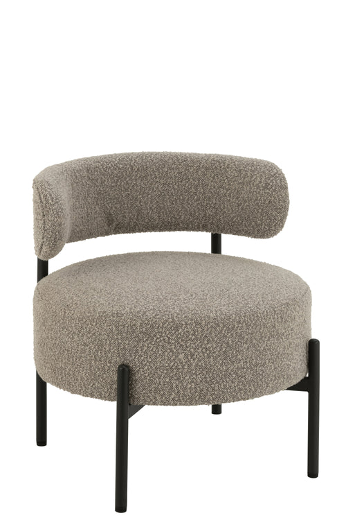 J-Line loungestoel Bouclé - multiplex/polyester - grijs/zwart