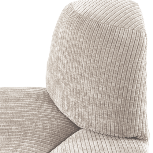 WOOOD eetbank hoek rond rugleuning Mojo - Ribstof - Ecru - 83x100x74