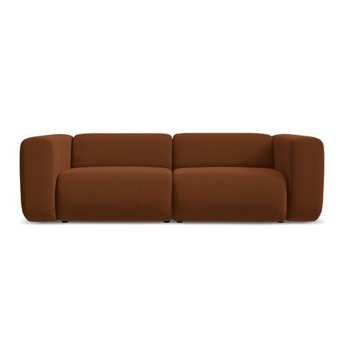 LaMiaSofa 3-zits bank Bari - velours - terracotta - 228x89x70