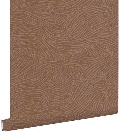 ESTAhome behang 3d golvende lijnen terracotta roze - 50 x 900 cm - 131370 - vtwonen shop
