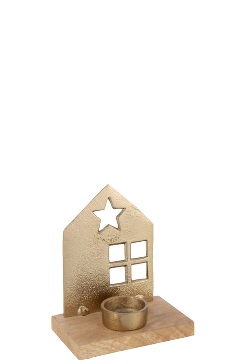 J-Line theelichthouder - aluminium - goud
