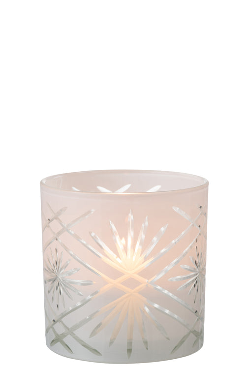 J-Line windlicht Santorini - glas - wit - large