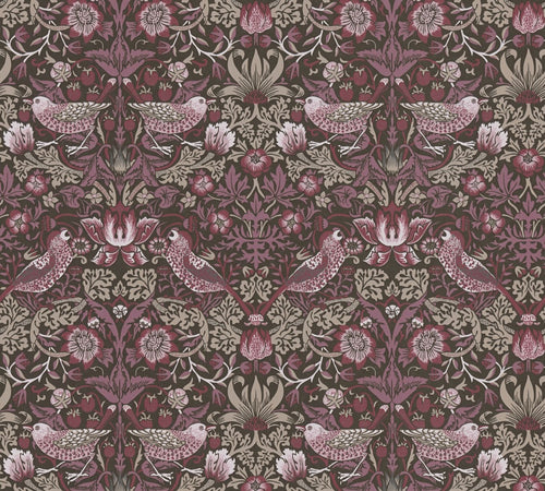 Livingwalls behang bloemen en vogels in art nouveau stijl aubergine paars - 53 cm x 10.05 m - AS-390562 - vtwonen shop