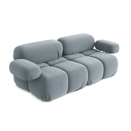 LaMiaSofa Tweezits modulaire bank Sanremo - velours - lichtblauw - 190x96x70