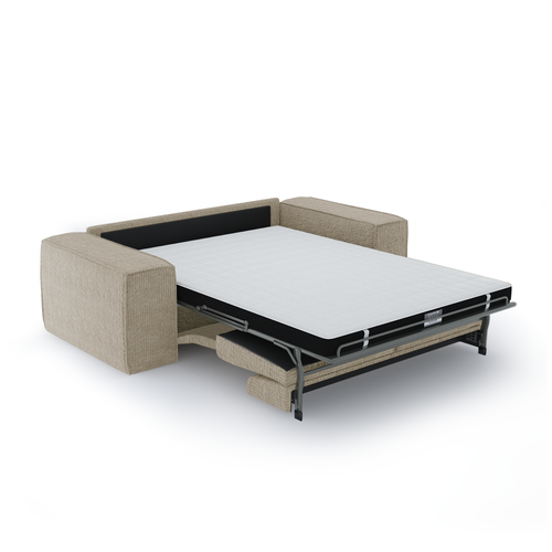 Sia Home - Slaapbank met Dunlopillo-matras, 140 cm JOAN - fluweel beige 214cm