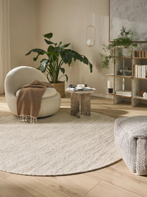 benuta wollen vloerkleed Rocco - crème - ø 250 cm