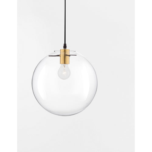 Merano Downey 25cm Globe hanglamp goud metaal helder glas, zwart LED E27
