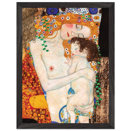 Artfulprints Poster met Lijst Gustav Klimt - The three ages of the woman   - 30x40 cm - Meerkleurig