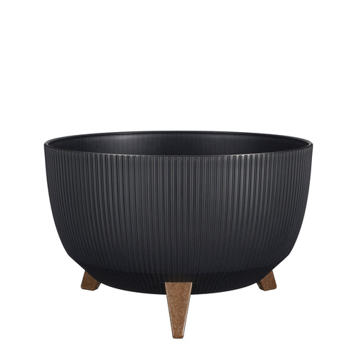 Mica Decorations Doppio Bloempot op Poten - H21 x Ø40 cm - Gerecycled Plastic - FSC Mix - Zwart