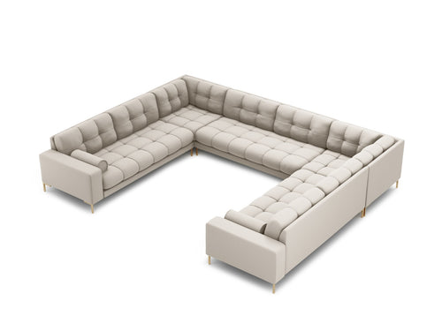 Cosmopolitan Design Panoramische bank Bali 9-zits, structurele stof, beige - 256x327x75cm
