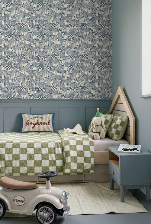 ESTAhome behang zebra's donkerblauw - 50 x 900 cm - 132213