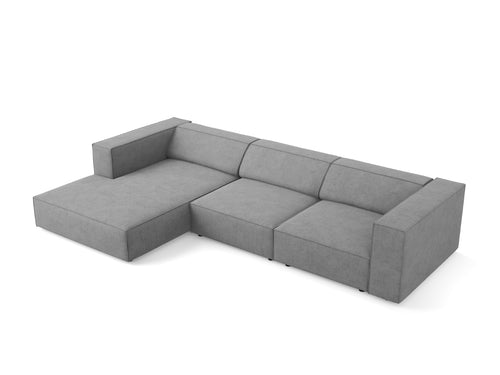 Cosmopolitan Design linker hoekbank Arendal 4-zits, chenille met ribbeleffect, donkergrijs - 166x284x70cm