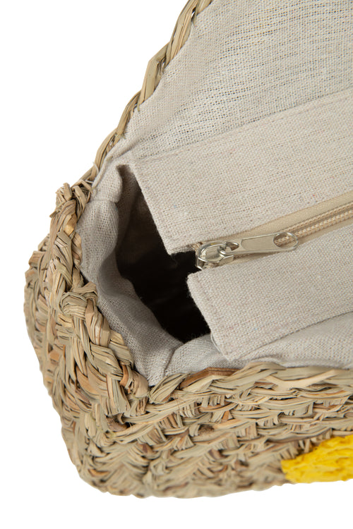 J-Line strandtas Rond Bloem - zeegras - naturel/geel