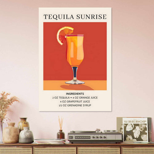 Artfulprints  Tequila Sunrise cocktail - Ingrediënten   poster A4 21x29.7 cm - vtwonen shop