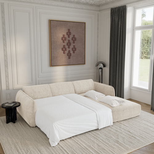 Sia Home slaapbank LIVIA - Fluweel weefsel - Crème - 274cm - vtwonen shop