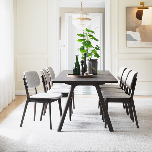 Rowico Home Barrett Houten Eetkamerstoel Bruin met Beige Zitting