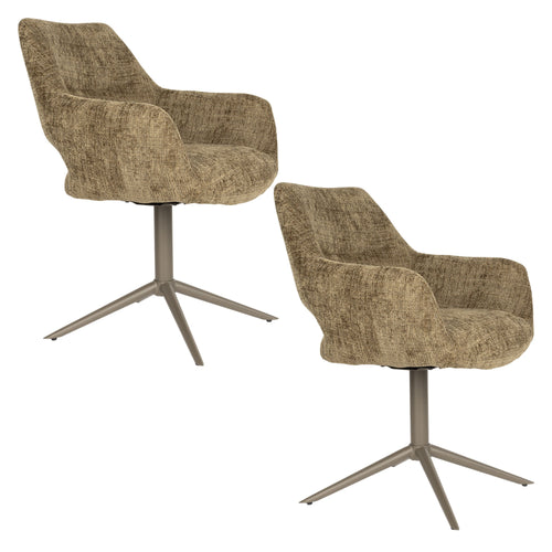 Housecraft Living Merel Eetkamerstoelen Armleuning Groen - Set van 2