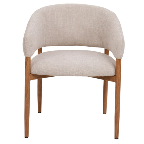 DÉJA Living Eetkamerstoel Elora - Beige/Naturel - Stoffen Armstoel - Scandinavisch - Zithoogte 50 cm - Set van 2