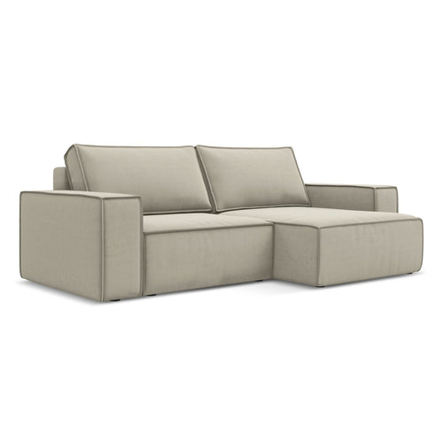 LaMiaSofa hoekbank rechts Livorno - velours - parel - 257x148x82