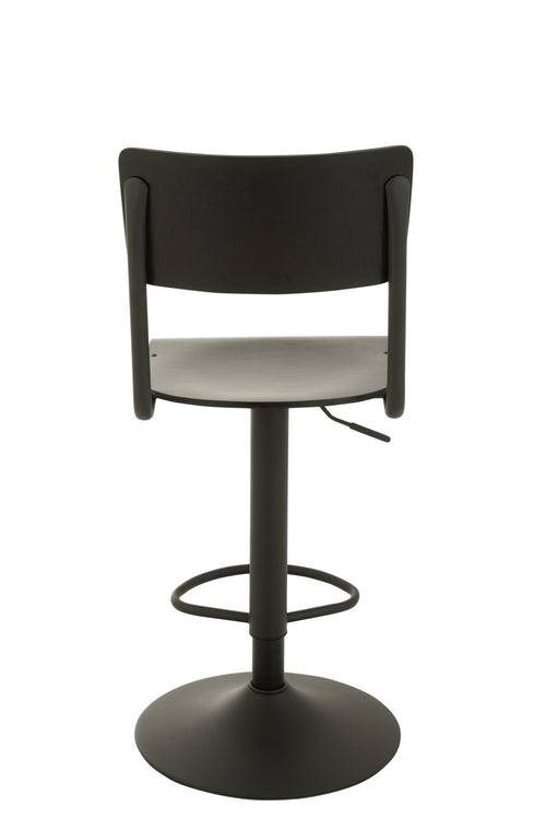 J-Line barstoel - hout/metaal - zwart - 2 stuks