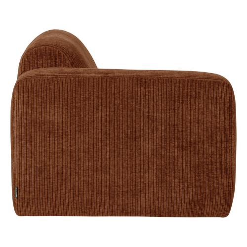 WOOOD 1-zits bank arm links Mojo Base - Ribstof - Roestbruin - 74x105x97