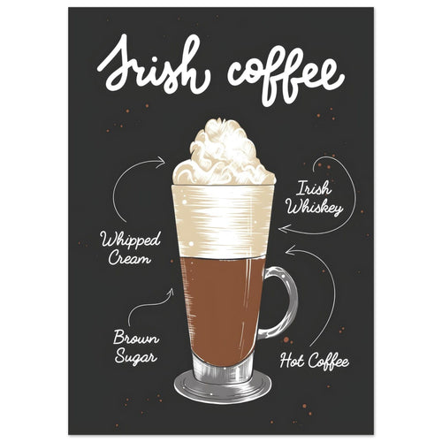 Artfulprints  Irish Coffee – Illustratie   Poster 50x70 cm