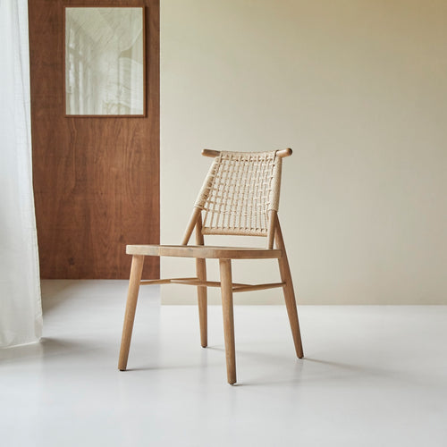 Tikamoon Set van 2 stoelen in massief acacia met vlechtwerk - Naturel