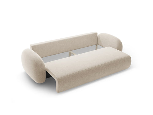 Cosmopolitan Design Slaapbank met opbergdoos Tonale 3-zits, chenille donkerbeige - 105x262x88cm