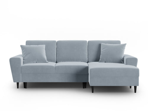 Cosmopolitan Design Converteerbare hoekbank rechts met opbergdoos Kyoto 4-zits, flueel lichtblauw - 145x241x88cm