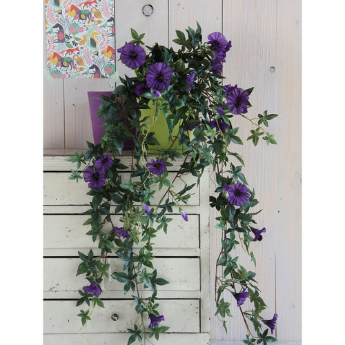 Mica Decorations Petunia Kunst Hangplant - L15 x B20 x H80 cm - Donkerpaars
