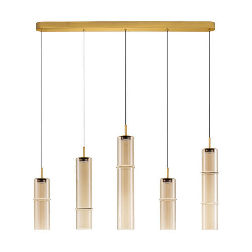 Nova Luce SANO Hanglamp voor aan het plafond, glanzend geborsteld goud, cognackleurige Triac dimbare LED 18W 1080lm 3000K