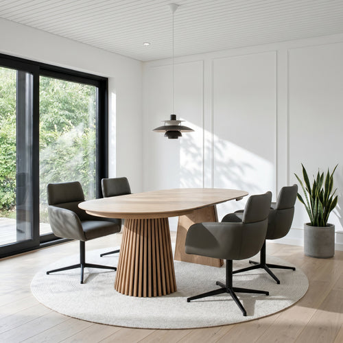 Furnhouse eetkamerstoelen armleuning Marco - Olijfgroen - Leer
