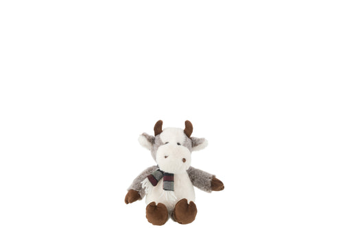 J-Line knuffel Koe + Sjaal - polyester - mix - small