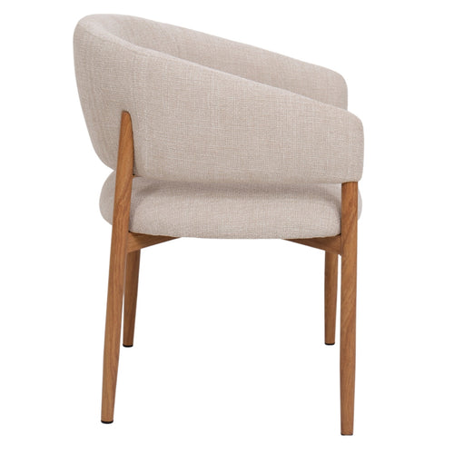 DÉJA Living Eetkamerstoel Elora - Beige/Naturel - Stoffen Armstoel - Scandinavisch - Zithoogte 50 cm - Set van 2