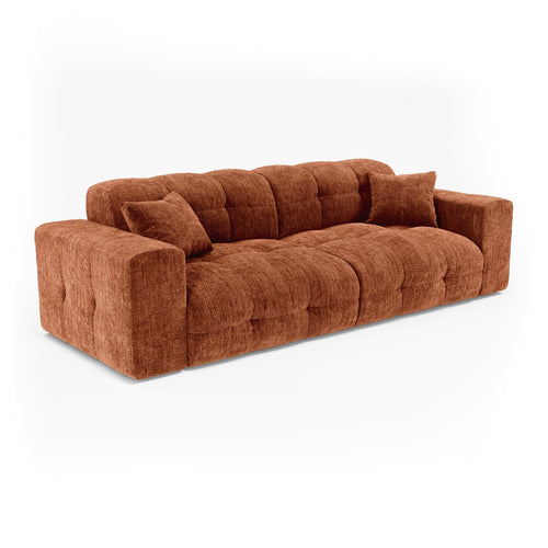 Premium Interiors - Bank COCOON - gewaafd fluweel terracotta 230cm