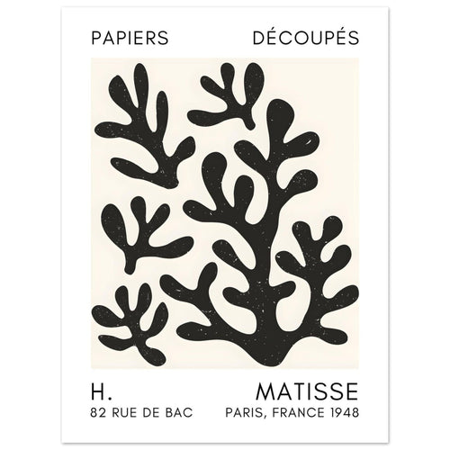 Artfulprints  Matisse – Coral shadows black   poster 30x40 cm