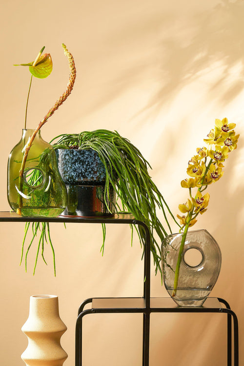 Mica Decorations Jay Vaas - L18 x B8 x H23 cm - Glas - Grijs