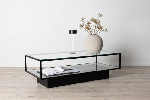 Rebellenclub Salontafel Lucera - 130 x 60 cm - Zwart met Glazen Blad - vtwonen shop