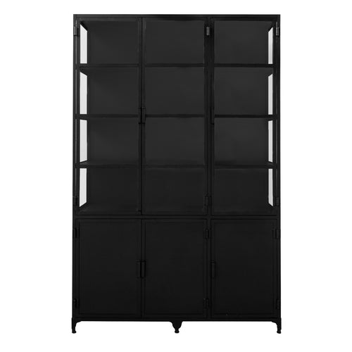 Giga Meubel Vitrinekast Lott - Zwart Metaal - 150x50x230cm