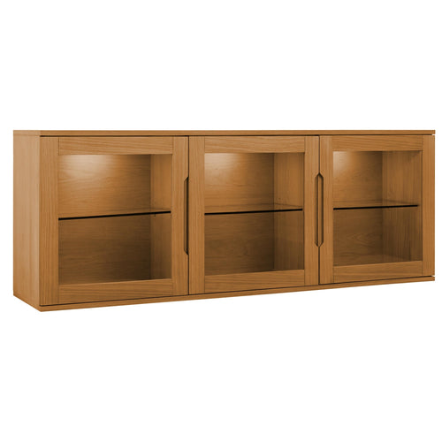 Furnhouse 3-deurs wandkast Kerteminde - Natuurlijk eikenhout - MDF, Eikenfineer, Glas - 37x160x60
